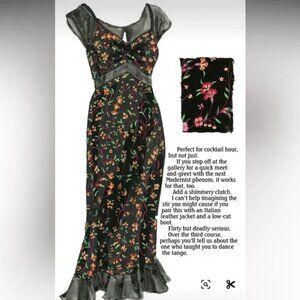 J. Peterman Black Floral Dress Size 18